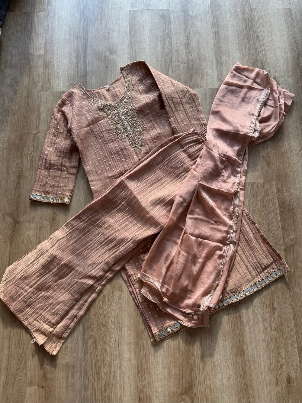 Elegant Peach Embroidered Women's Kurta Set with Dupatta
